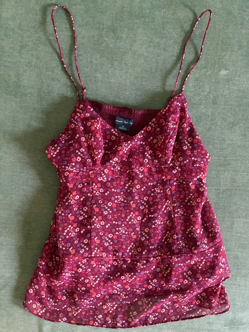 American Eagle Outfitters Red Floral Spaghetti Strap Cami